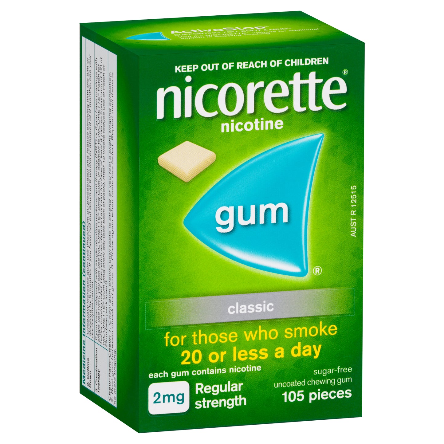 Nicorette Regular Strength Chewing Gum 2mg - Classic
